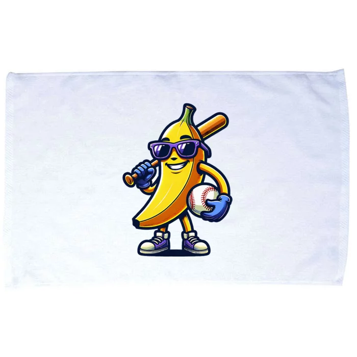 Banana Playing Baseball Fruit Lover Baseball Player Microfiber Hand Towel