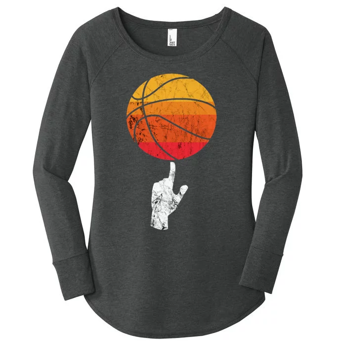 Basketball Playing Basketball Sports Vintage Retro Sunset Women's Perfect Tri Tunic Long Sleeve Shirt