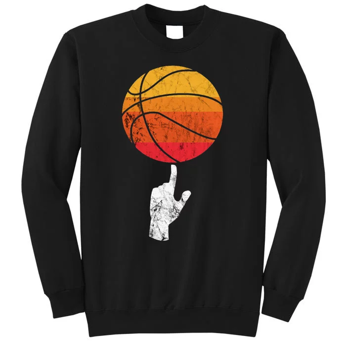 Basketball Playing Basketball Sports Vintage Retro Sunset Tall Sweatshirt