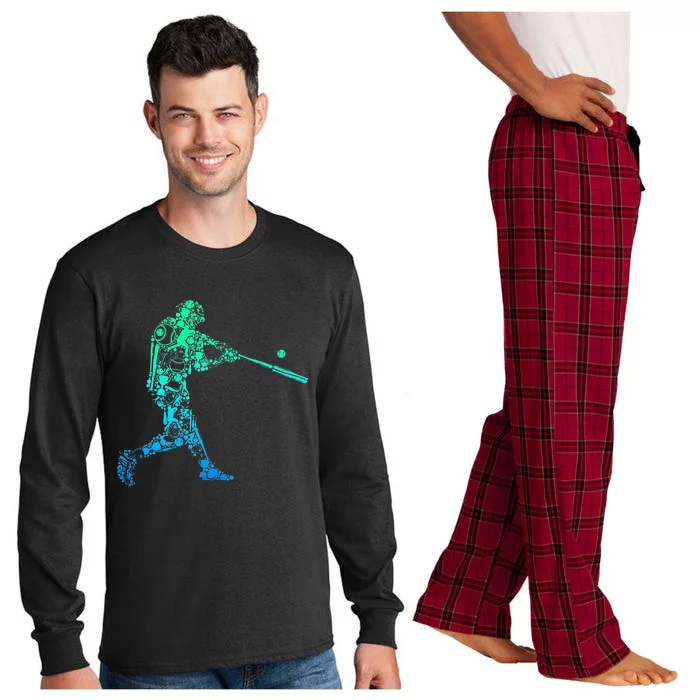 Baseball Player Batter Men Kids Long Sleeve Pajama Set