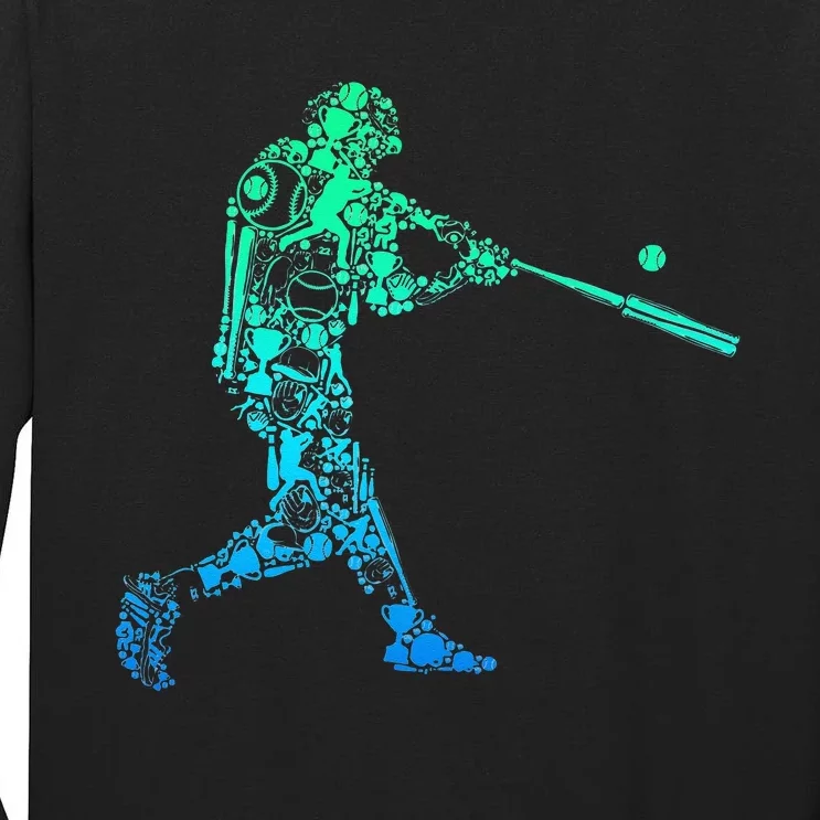 Baseball Player Batter Men Kids Tall Long Sleeve T-Shirt