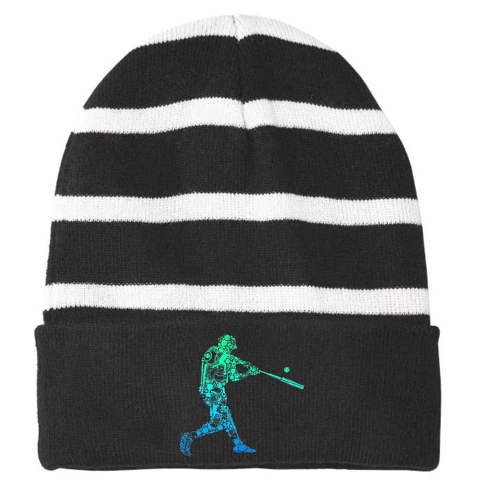 Baseball Player Batter Men Kids Striped Beanie with Solid Band