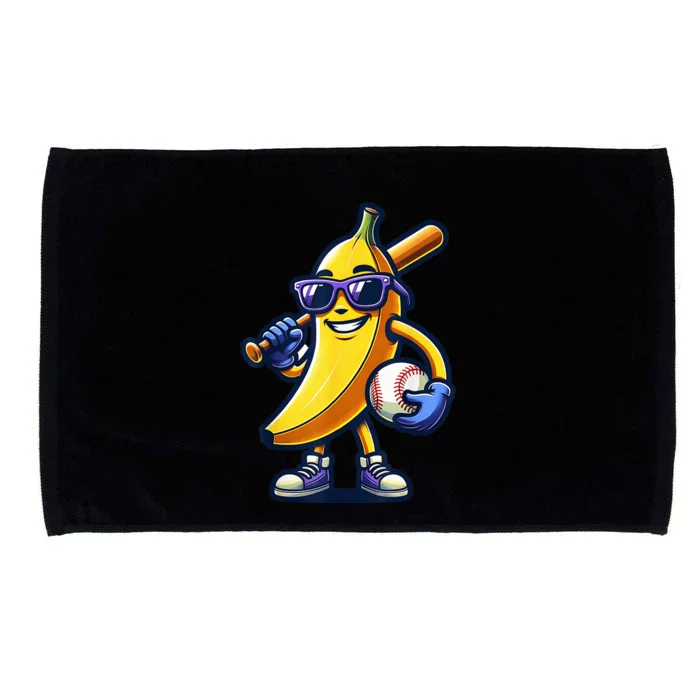 Banana Playing Baseball Fruit Lover Baseball Player Microfiber Hand Towel