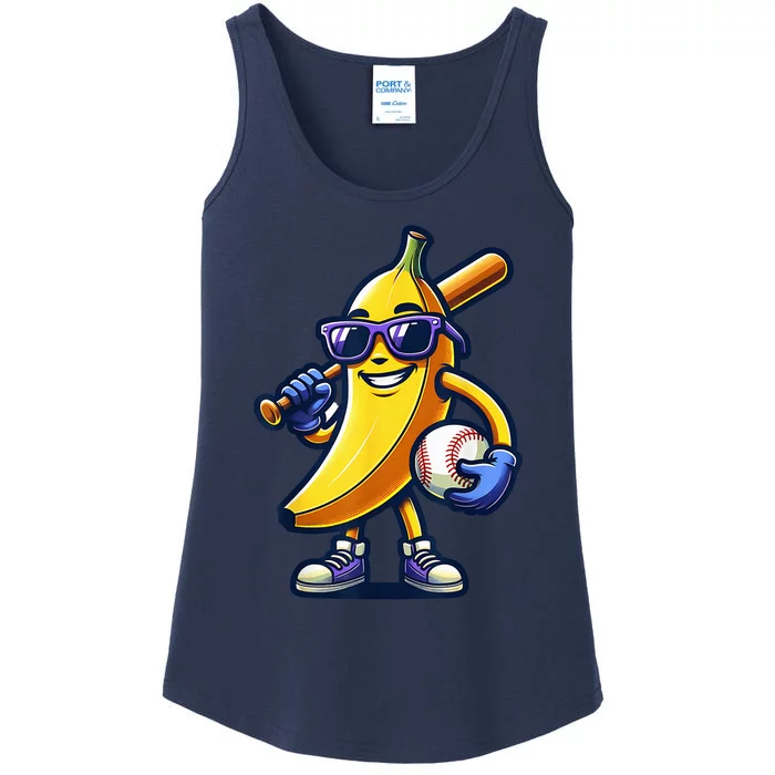 Banana Playing Baseball Fruit Lover Baseball Player Ladies Essential Tank