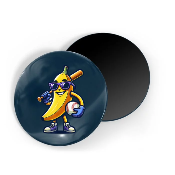 Banana Playing Baseball Fruit Lover Baseball Player Magnet