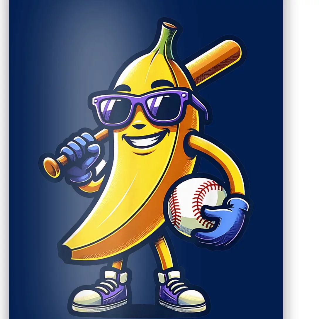 Banana Playing Baseball Fruit Lover Baseball Player Poster