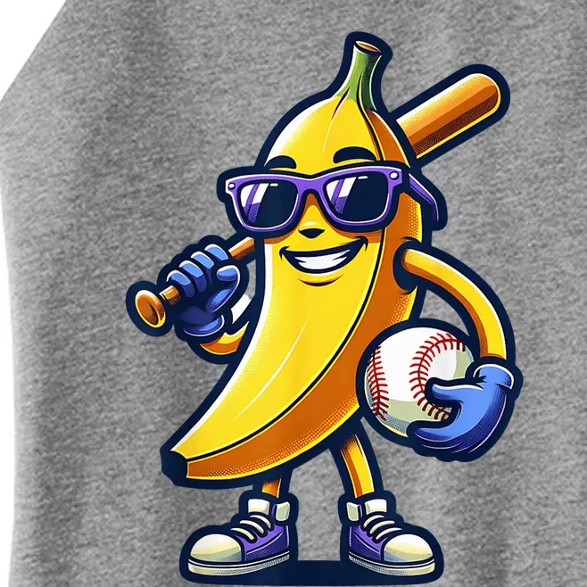 Banana Playing Baseball Fruit Lover Baseball Player Women’s Perfect Tri Rocker Tank