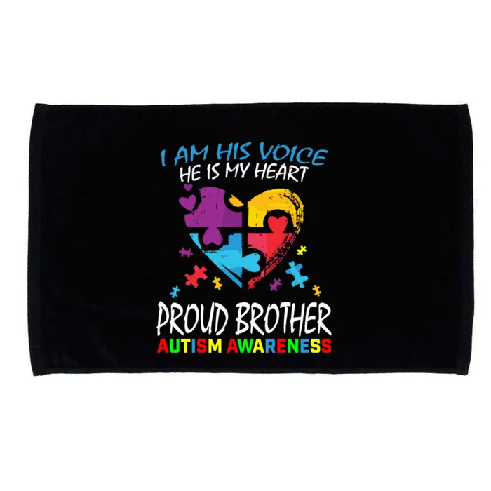 Blue Proud Brother Autism Awareness I Am His Voice Puzzle Gift Microfiber Hand Towel