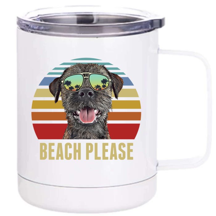 Beach Please Border Terrier Dog Funny Summer Gift Front & Back 12oz Stainless Steel Tumbler Cup