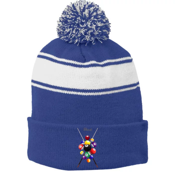 Billiard Pool Billiards Gift Stripe Pom Pom Beanie