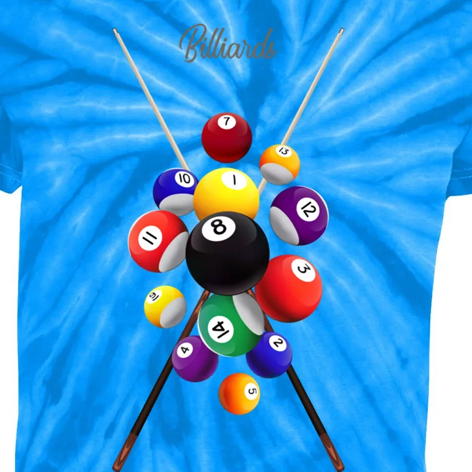 Billiard Pool Billiards Gift Kids Tie-Dye T-Shirt