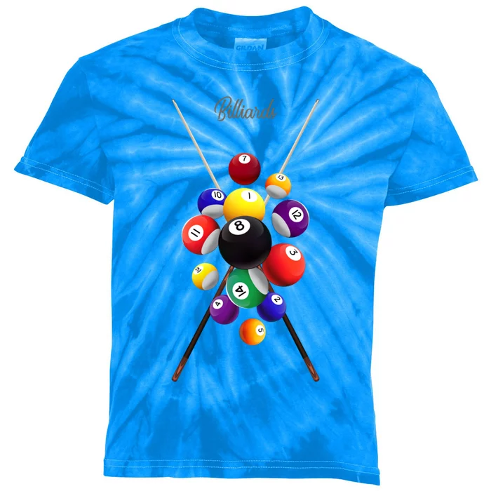 Billiard Pool Billiards Gift Kids Tie-Dye T-Shirt