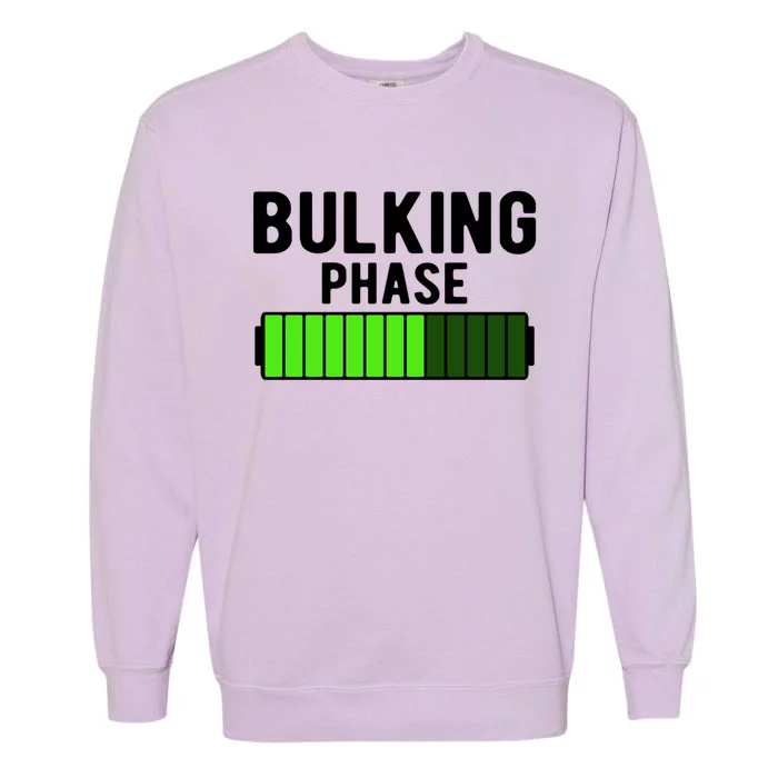 Bulking Phase Battery Loading Progress Bodybuilder Fitness Gift Garment-Dyed Sweatshirt