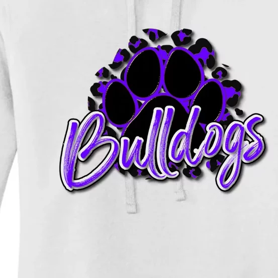 Bulldogs Purple Black Cheetah School Sports Fan Team Spirit Women's Pullover Hoodie