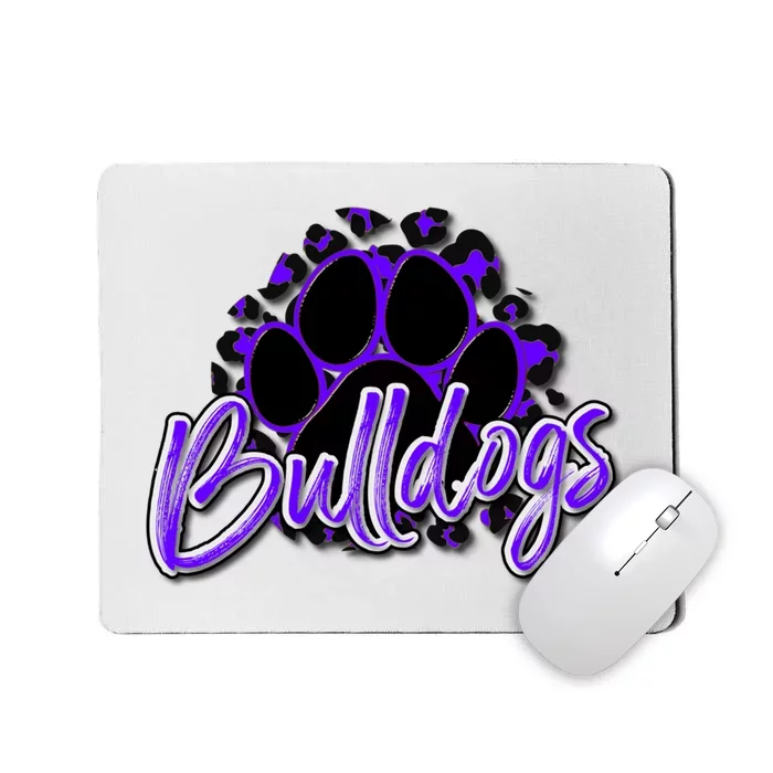 Bulldogs Purple Black Cheetah School Sports Fan Team Spirit Mousepad