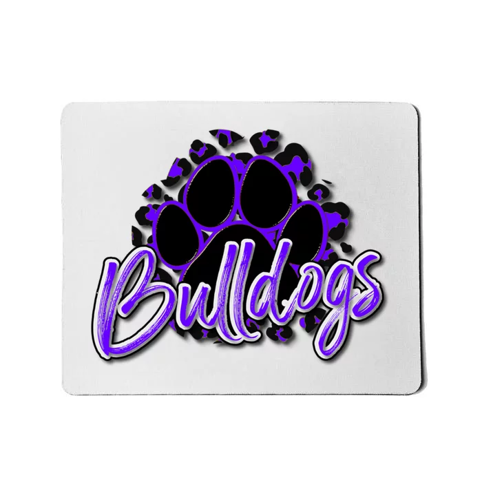 Bulldogs Purple Black Cheetah School Sports Fan Team Spirit Mousepad