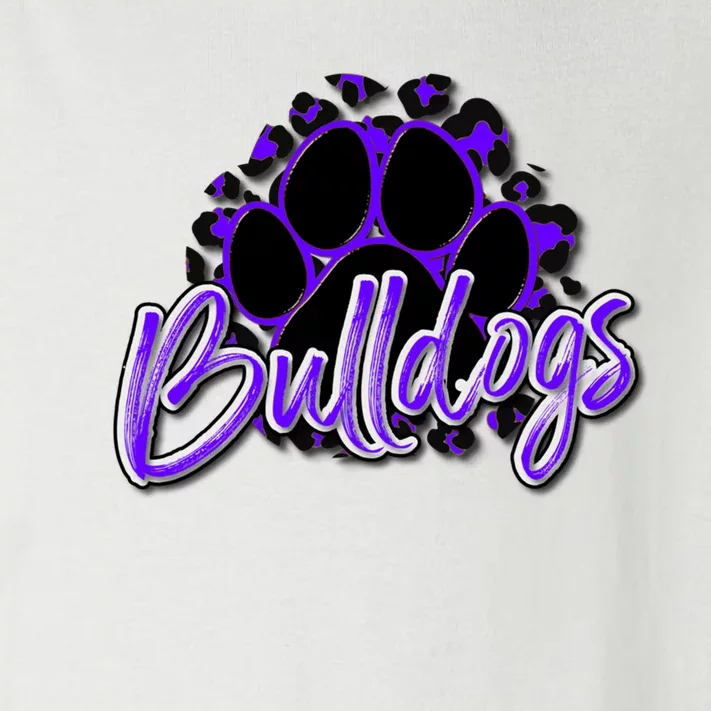 Bulldogs Purple Black Cheetah School Sports Fan Team Spirit Toddler Long Sleeve Shirt