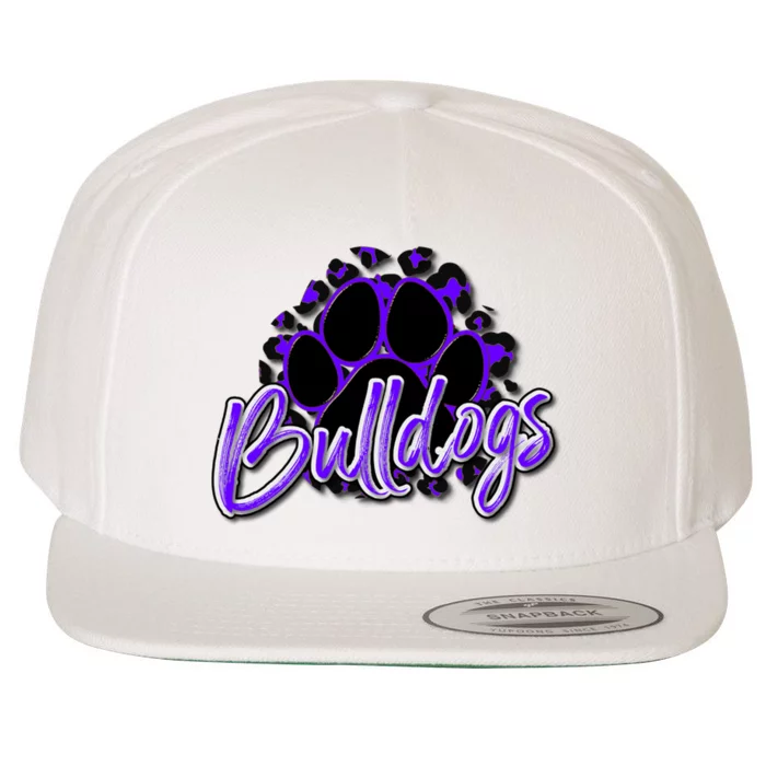 Bulldogs Purple Black Cheetah School Sports Fan Team Spirit Wool Snapback Cap