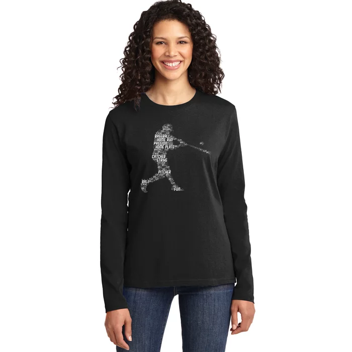 Baseball Player Batter Ladies Long Sleeve Shirt