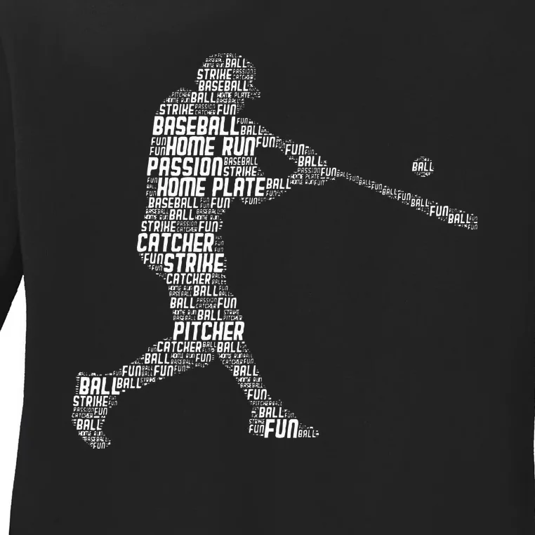 Baseball Player Batter Ladies Long Sleeve Shirt