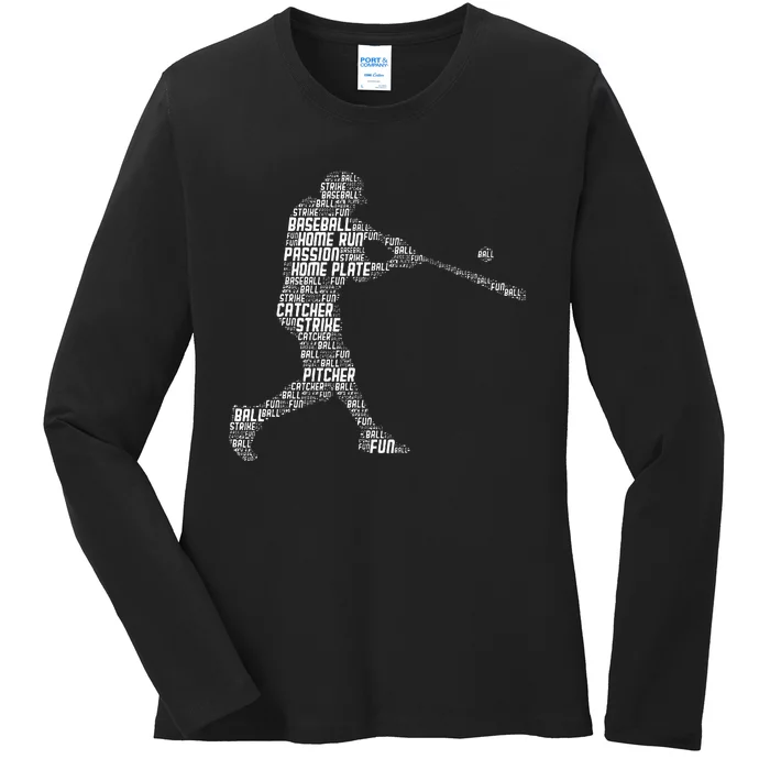 Baseball Player Batter Ladies Long Sleeve Shirt