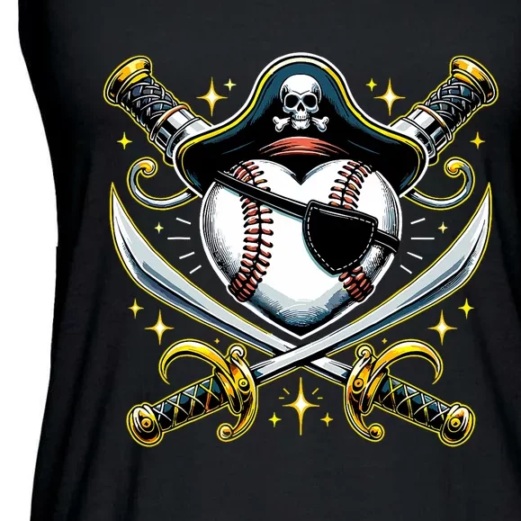 Baseball Pirate Ladies Essential Flowy Tank