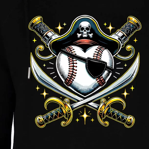 Baseball Pirate Womens Funnel Neck Pullover Hood