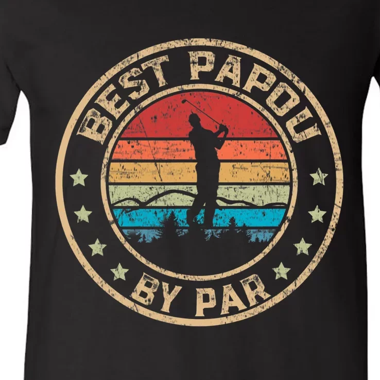 Best Papou By Par Fathers Day Golf Golfing V-Neck T-Shirt