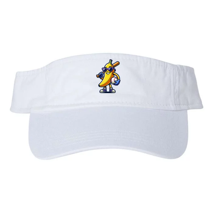 Banana Playing Baseball Fruit Lover Baseball Player Valucap Bio-Washed Visor