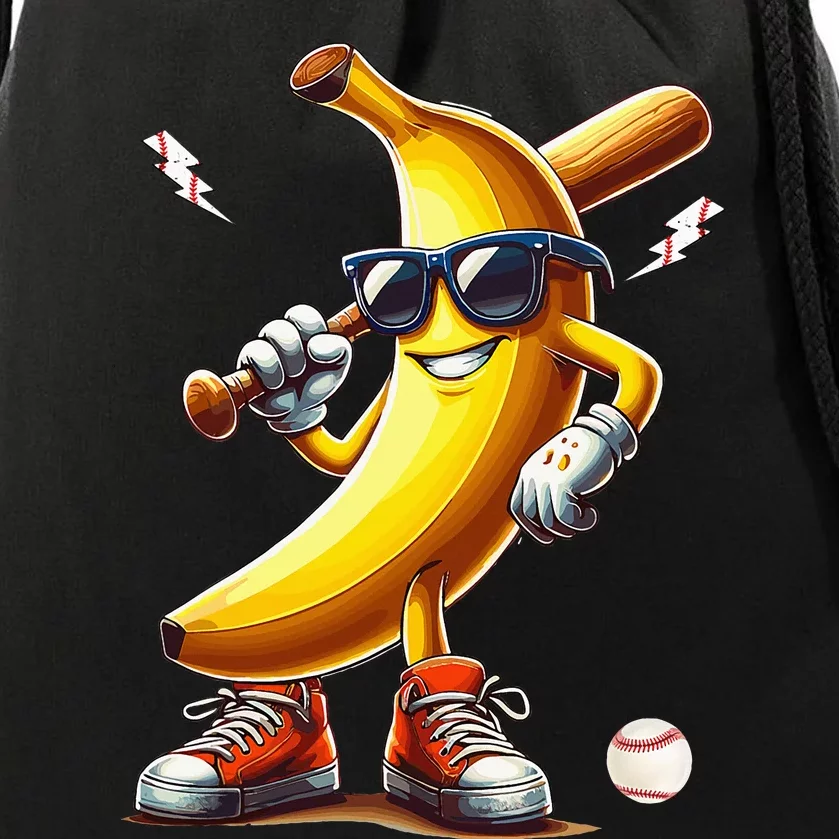 Banana Playing Baseball Funny Baseball Game Drawstring Bag