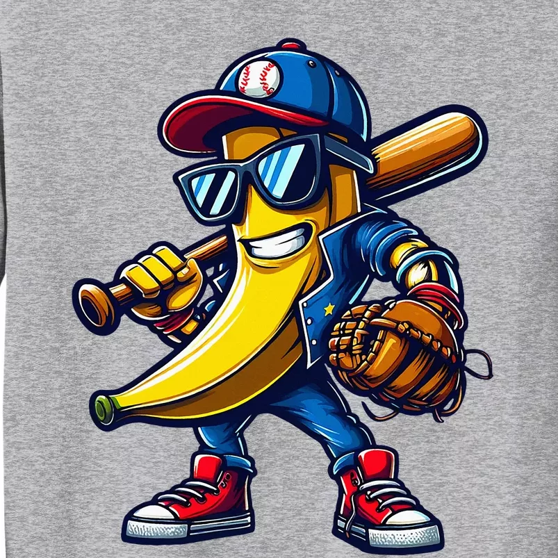 Banana Playing Baseball Fruit Lover Funny Baseball Player Tall Sweatshirt