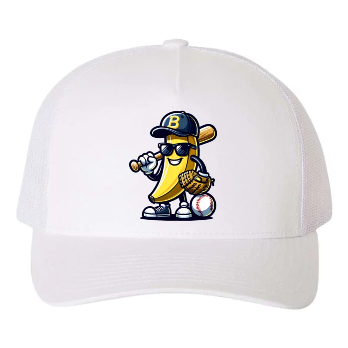 Banana Playing Baseball Fruit Lover Baseball Player Yupoong Adult 5-Panel Trucker Hat