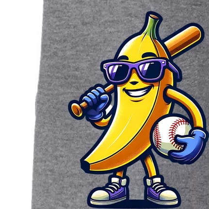 Banana Playing Baseball Fruit Lover Baseball Player Doggie 3-End Fleece Hoodie