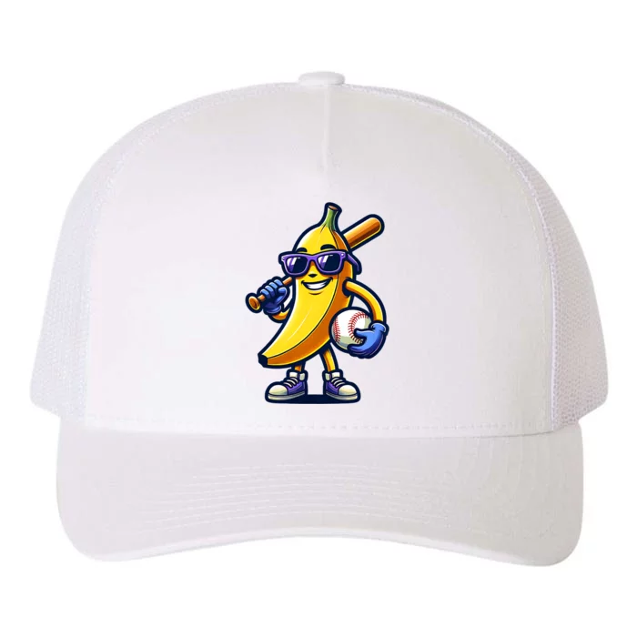 Banana Playing Baseball Fruit Lover Baseball Player Yupoong Adult 5-Panel Trucker Hat