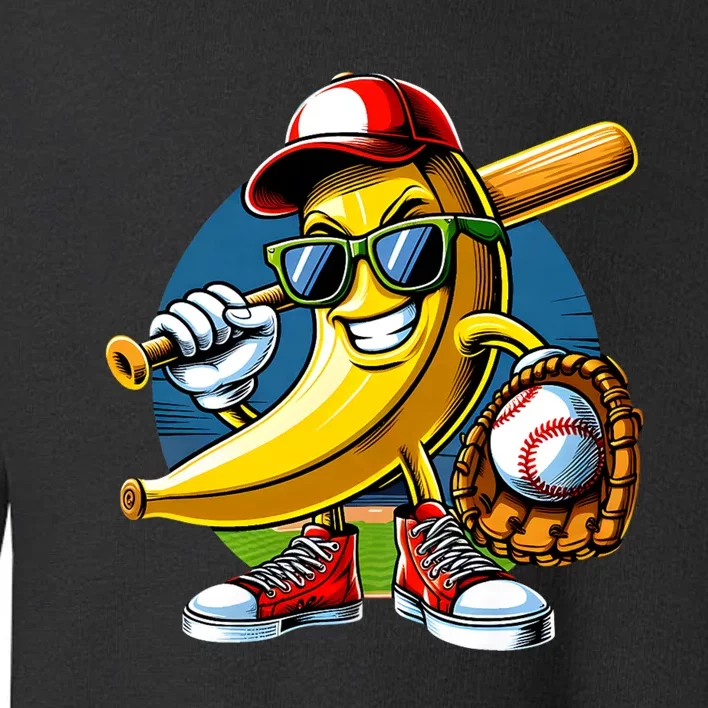 Banana Playing Baseball Fruit Lover Baseball Player Toddler Sweatshirt