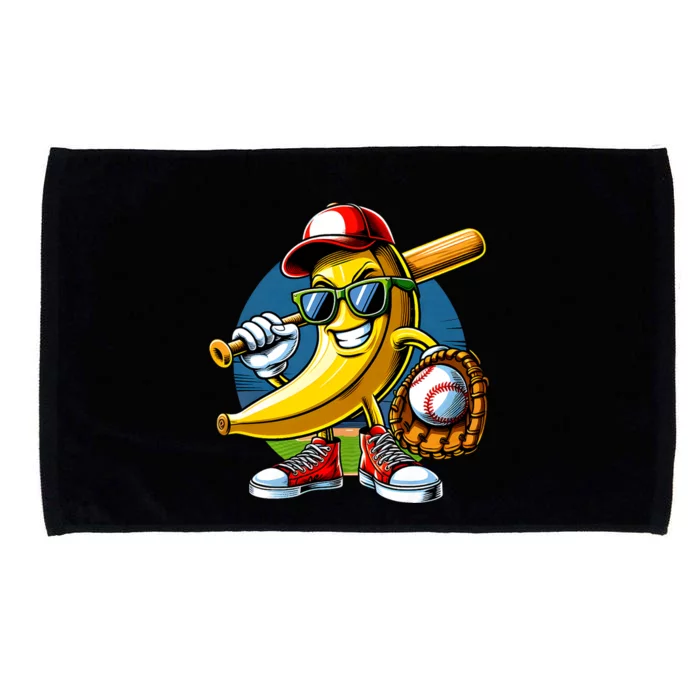 Banana Playing Baseball Fruit Lover Baseball Player Microfiber Hand Towel