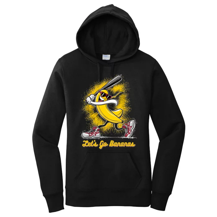 Banana Playing Baseball Fruit Lover Baseball Player Women's Pullover Hoodie