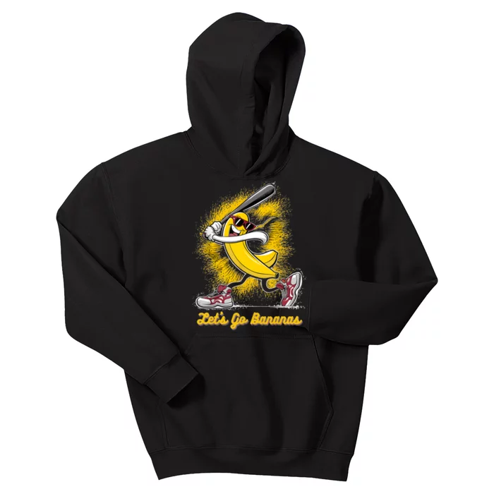 Banana Playing Baseball Fruit Lover Baseball Player Kids Hoodie