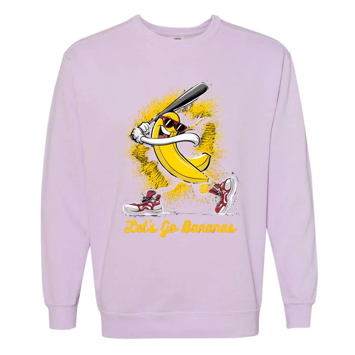 Banana Playing Baseball Fruit Lover Baseball Player Garment-Dyed Sweatshirt