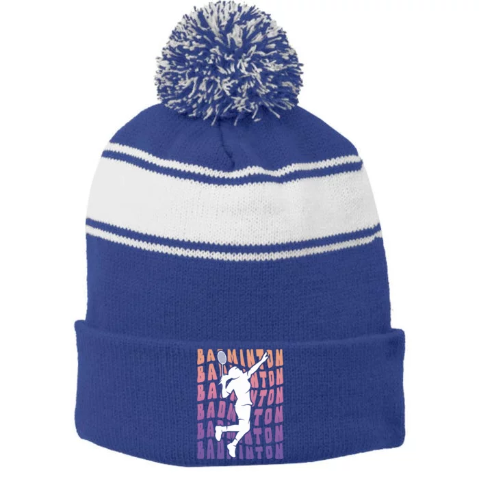 Badminton Player Badminton Gift Stripe Pom Pom Beanie