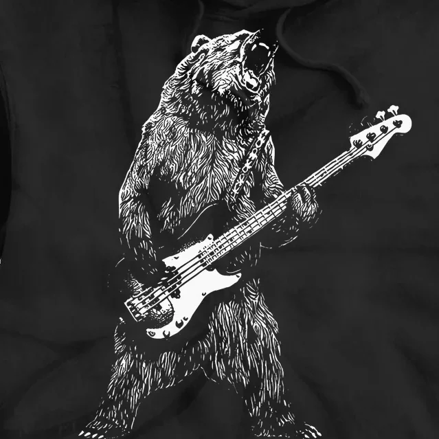 Bear Playing Bass Guitar Animal Playing Guitar Tie Dye Hoodie