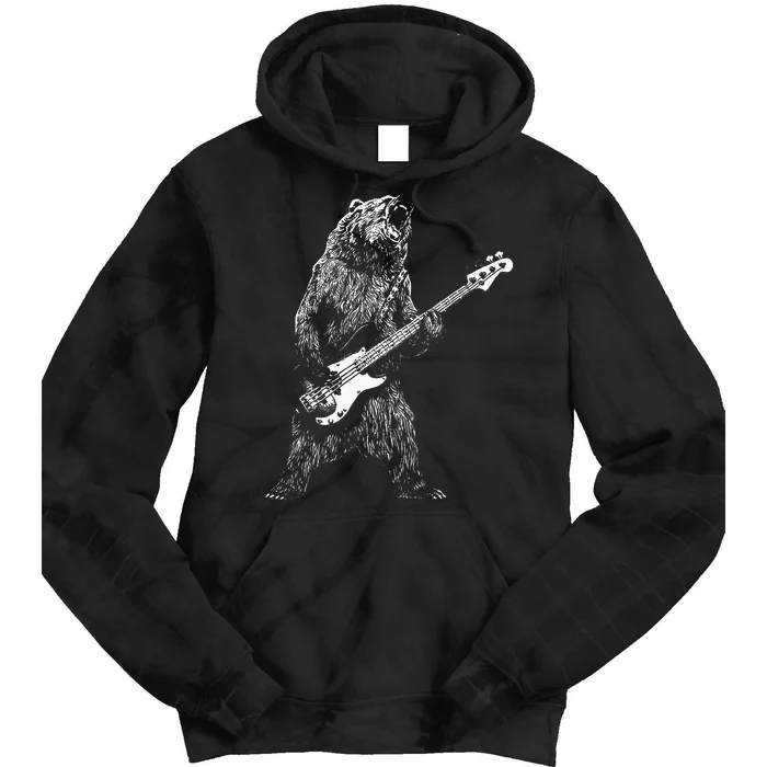 Bear Playing Bass Guitar Animal Playing Guitar Tie Dye Hoodie