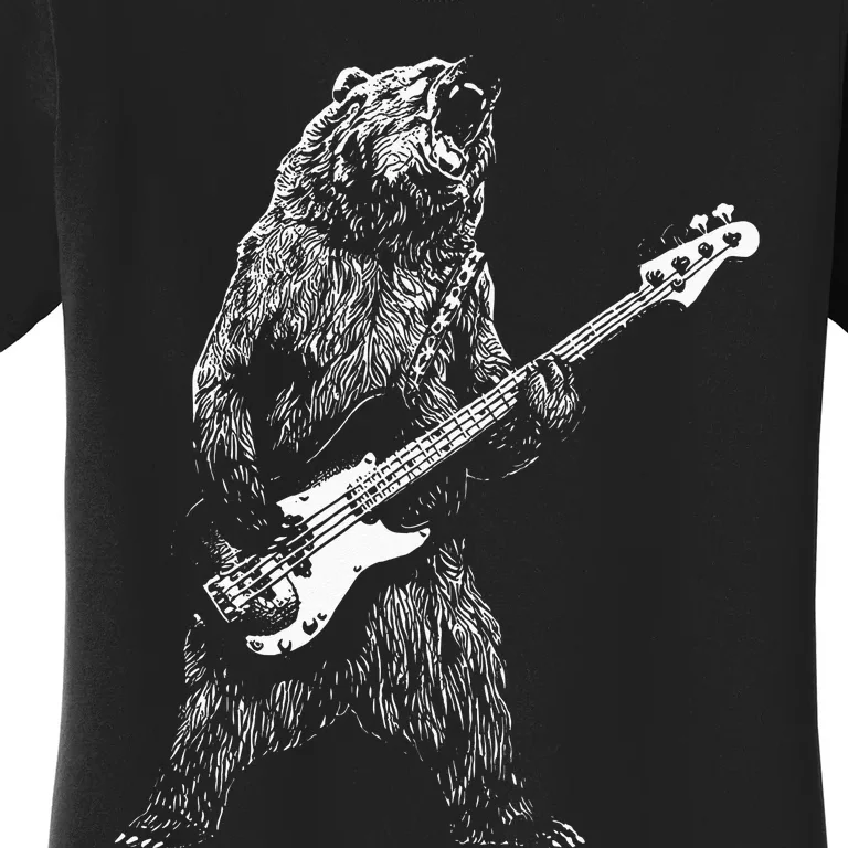 Bear Playing Bass Guitar Animal Playing Guitar Women's T-Shirt