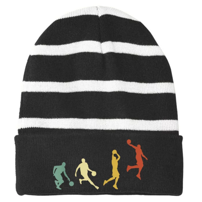 Basketball Player Basketballer Sports Evolution Striped Beanie with Solid Band