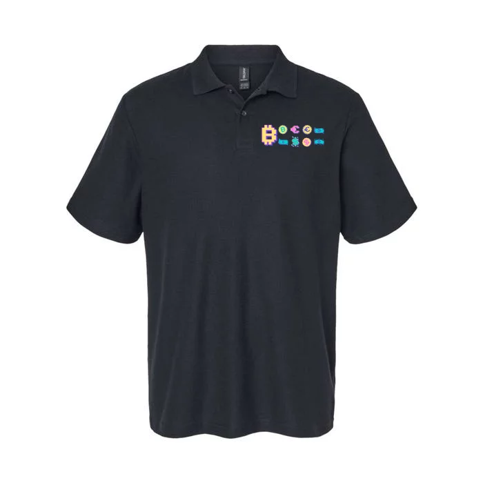 Bitcoin Pixelated Softstyle Adult Sport Polo