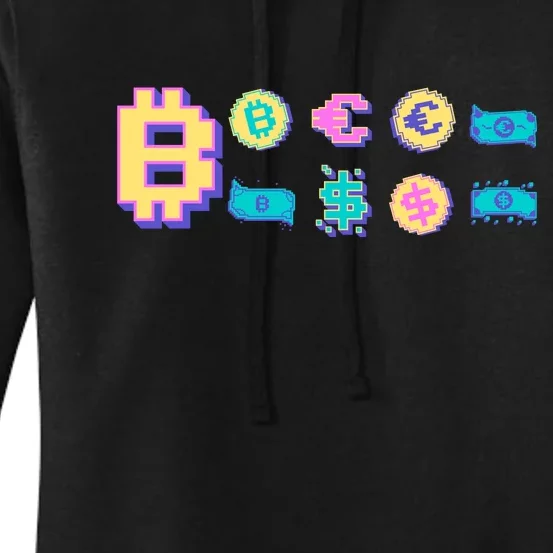 Bitcoin Pixelated Women's Pullover Hoodie