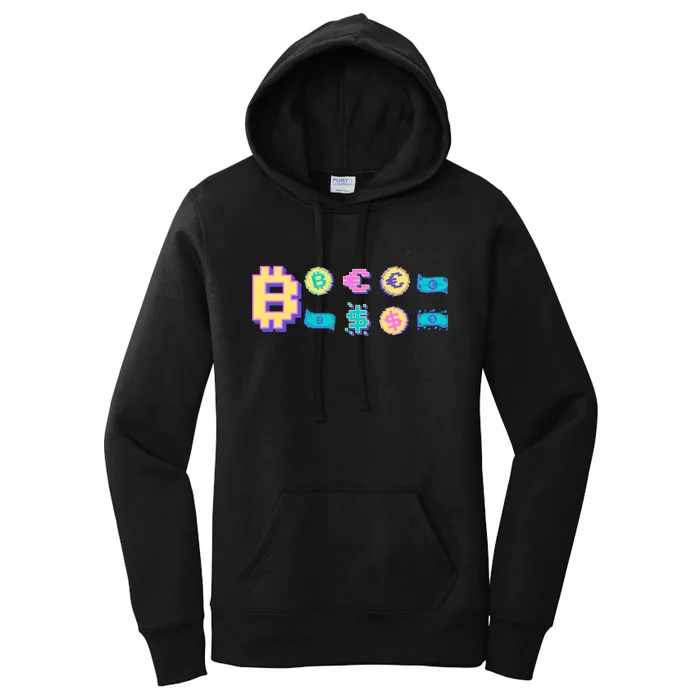 Bitcoin Pixelated Women's Pullover Hoodie