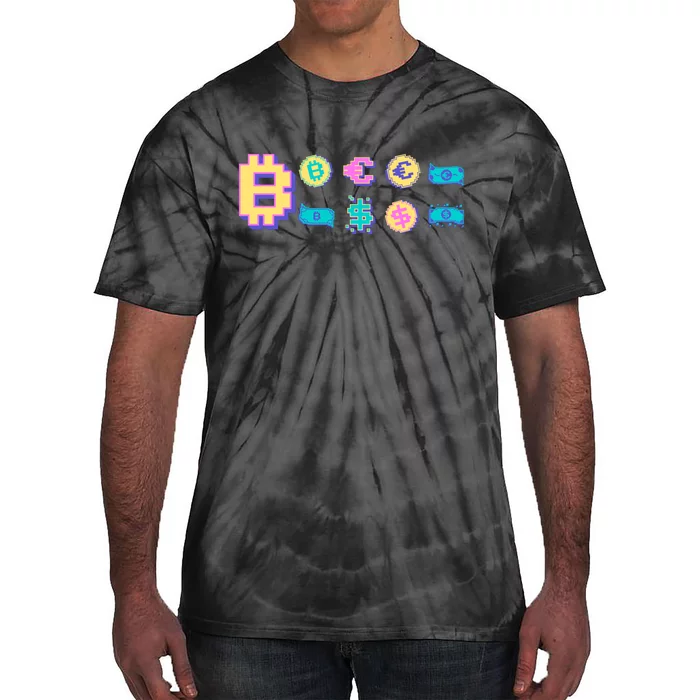 Bitcoin Pixelated Tie-Dye T-Shirt