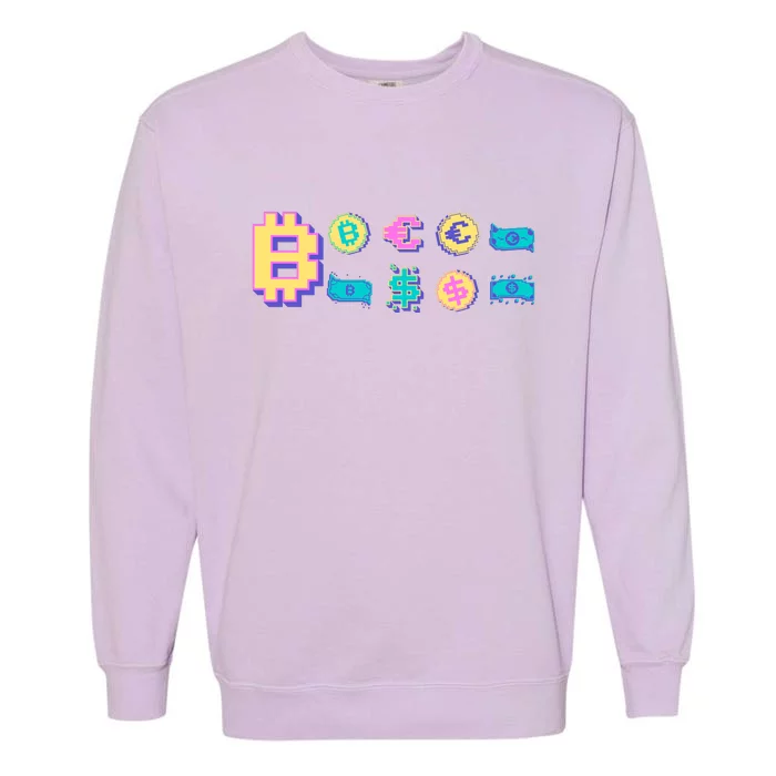 Bitcoin Pixelated Garment-Dyed Sweatshirt