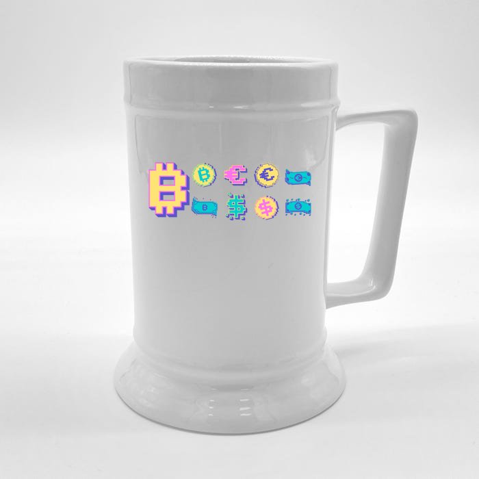 Bitcoin Pixelated Front & Back Beer Stein